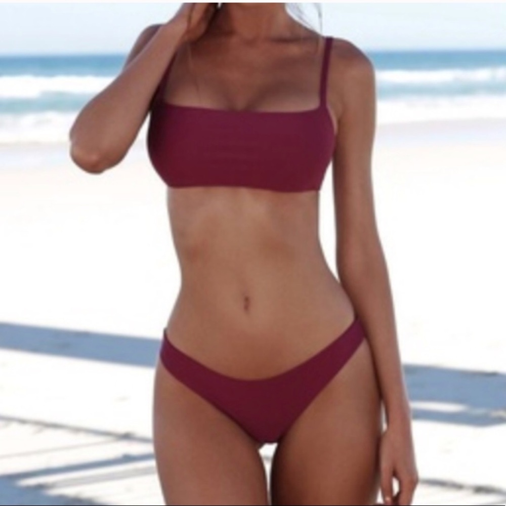 BURGUNDY BANDAGE BIKINI SET